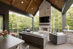 The Woodford Covered Porch with Fireplace and Grill Station