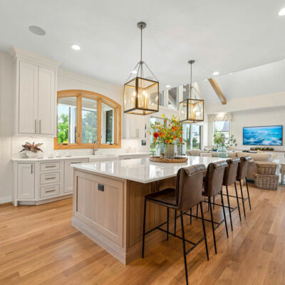 Pickwick Place Kitchen with White Oak Island and White Cabinetry