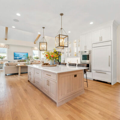 Pickwick Place Kitchen with White Oak Island and White Cabinetry