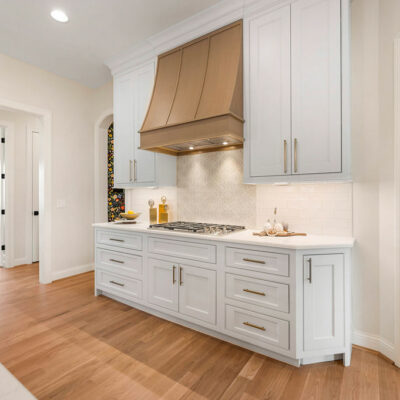 Pickwick Place Kitchen with White Oak Island and White Cabinetry