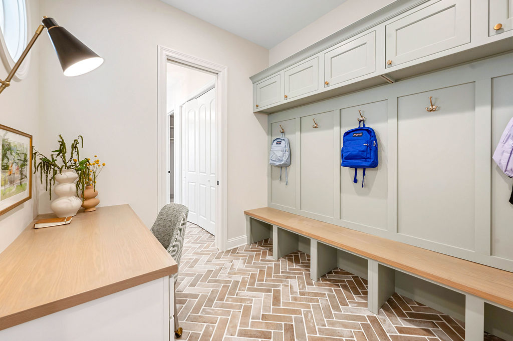 Pickwick Place Mudroom with Custom Cubbies and Bench