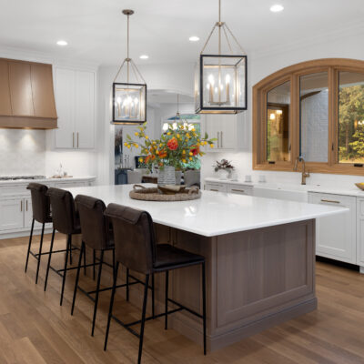 Pickwick Place Kitchen with White Oak Island and White Cabinetry