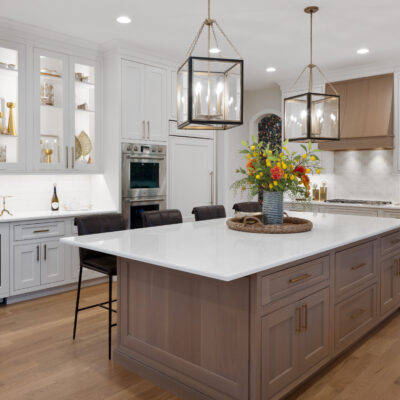 Pickwick Place Kitchen with White Oak Island and White Cabinetry