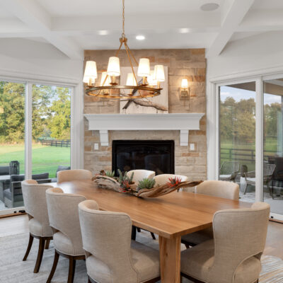 Pickwick Place Dining Room With Fireplace