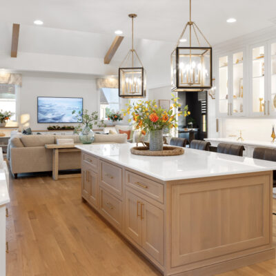 Pickwick Place Kitchen with White Oak Island and White Cabinetry