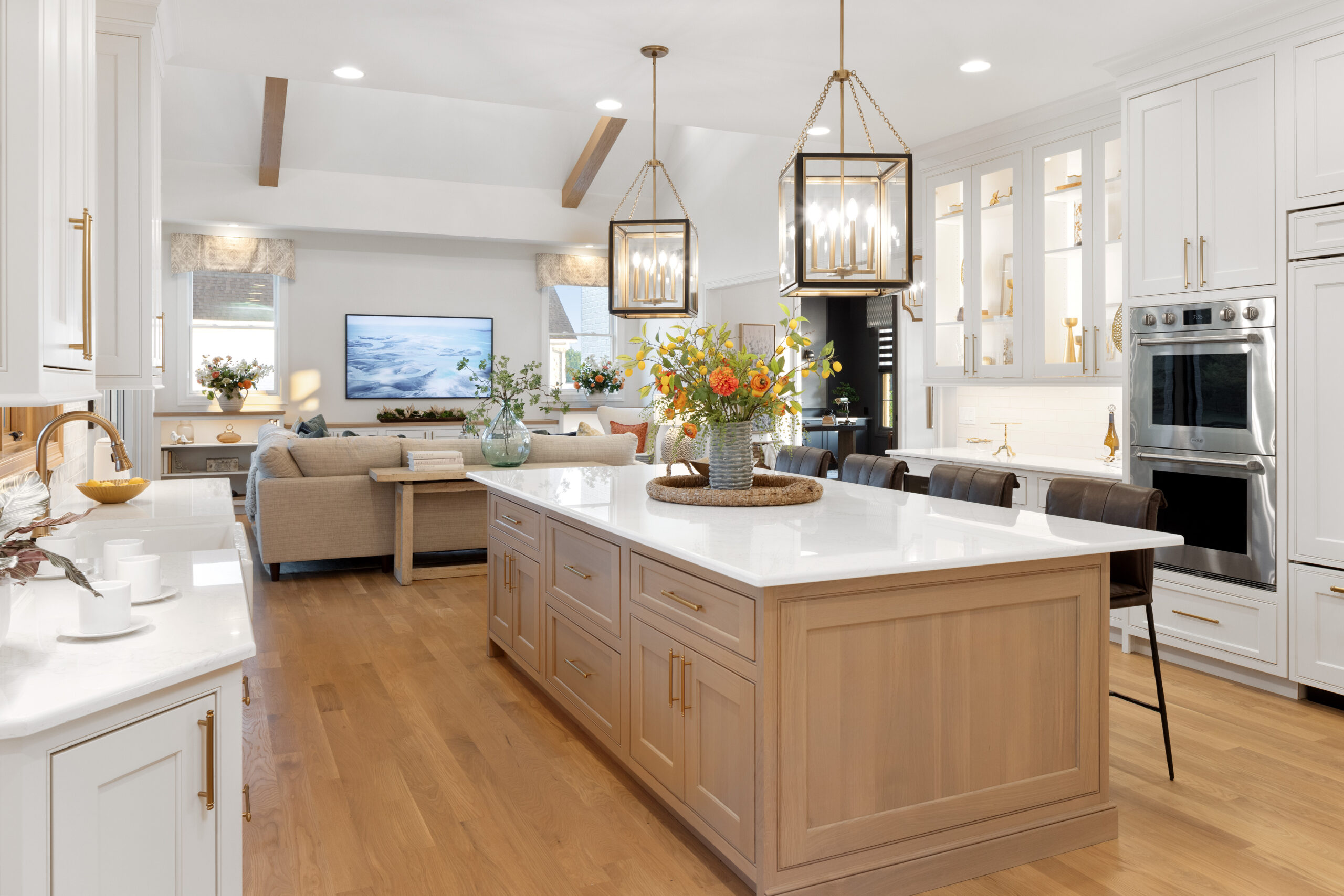 Pickwick Place Kitchen with White Oak Island and White Cabinetry