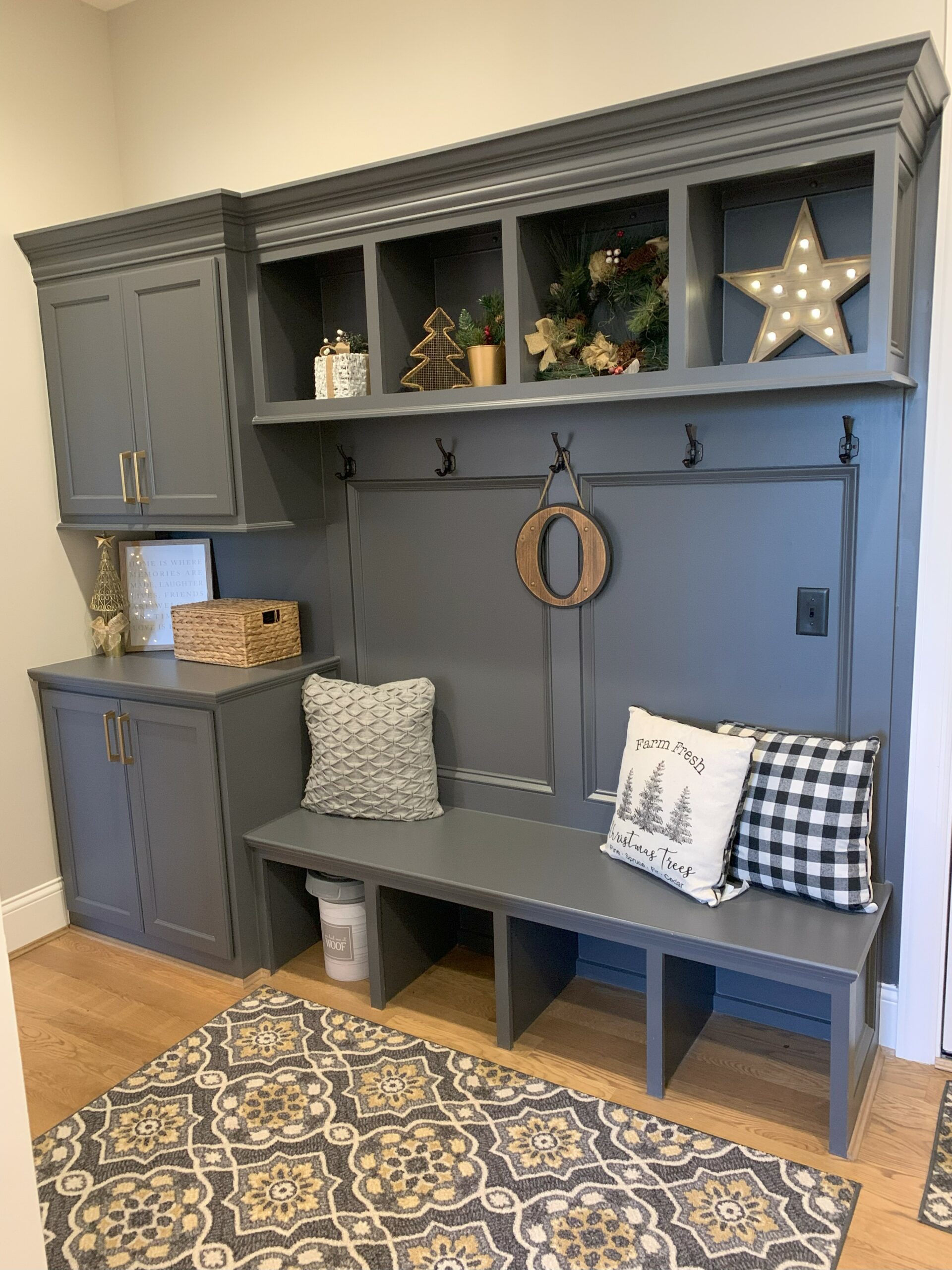 Christmas Decor in the mudroom at The Woodford